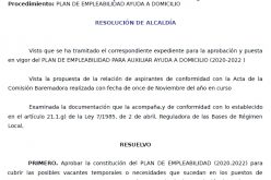 Plan de empleo Ayuda a Domicilio