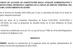 Anulación Aux.Administrativo y modificación limpieza