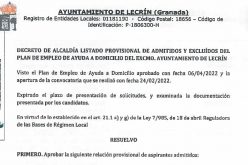 Ayuda a domicilio admitidos