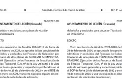 Plazas funcionario, admitidos y excluidos