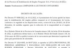 Nombramiento Lectora