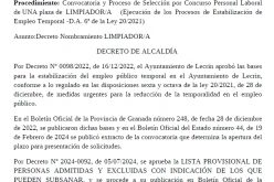 Nombramiento Limpiador/a