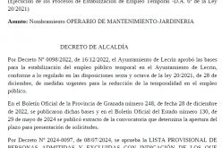 Nombramiento jardinería