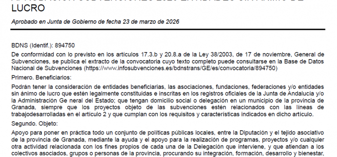 Subvención asociaciones